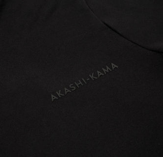 Stamped Logo AKASHI-KAMA Tee in Black Streetwear Garment Dye Shirt Silicone Print