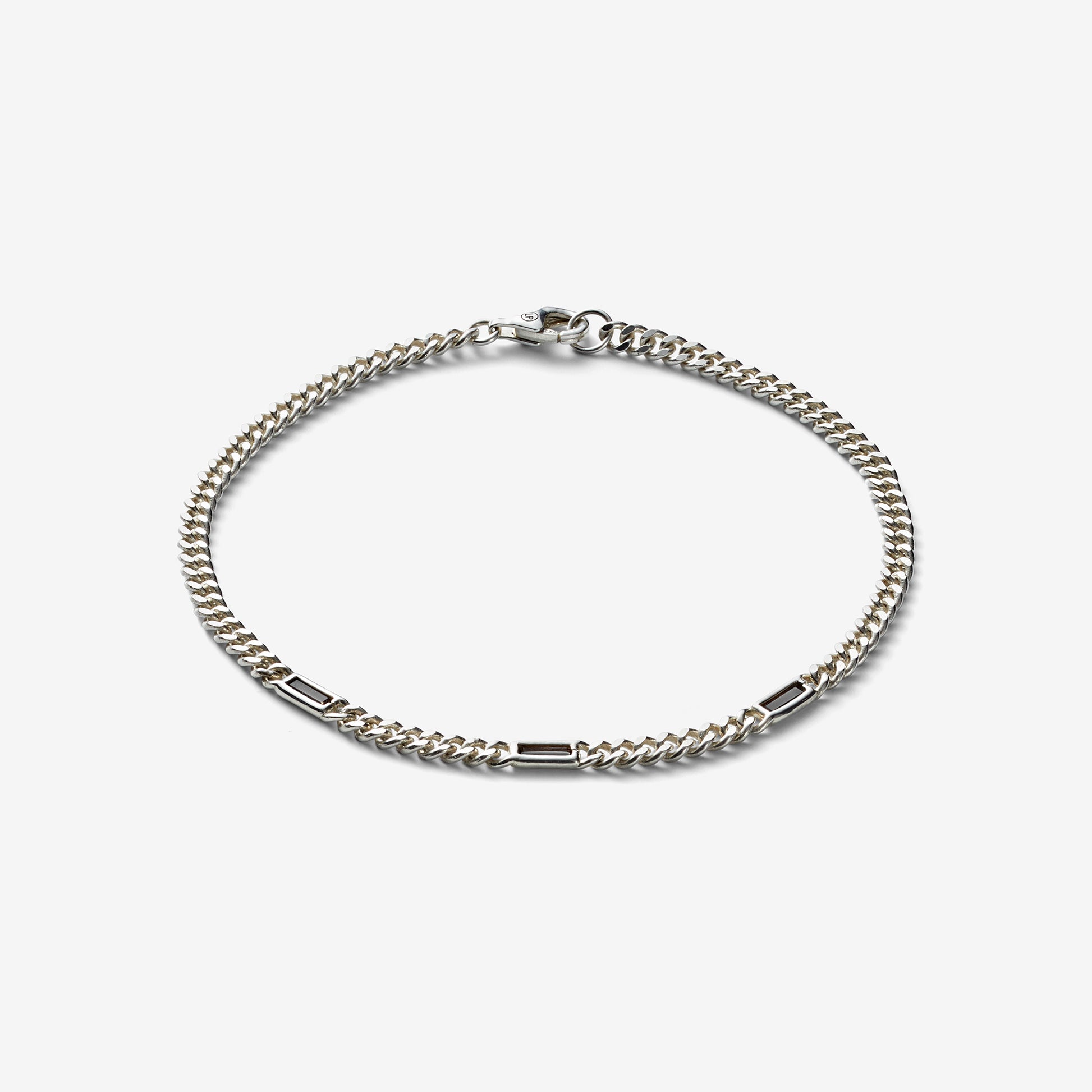 Yujo Chain Bracelet with 925 Sterling Silver and Smokey Quarts Gemstones - AKASHI-KAMA | LOUPN