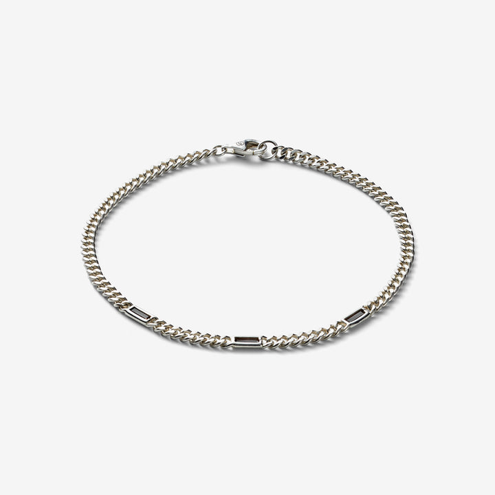 Yujo Chain Bracelet with 925 Sterling Silver and Smokey Quarts Gemstones - AKASHI-KAMA | LOUPN