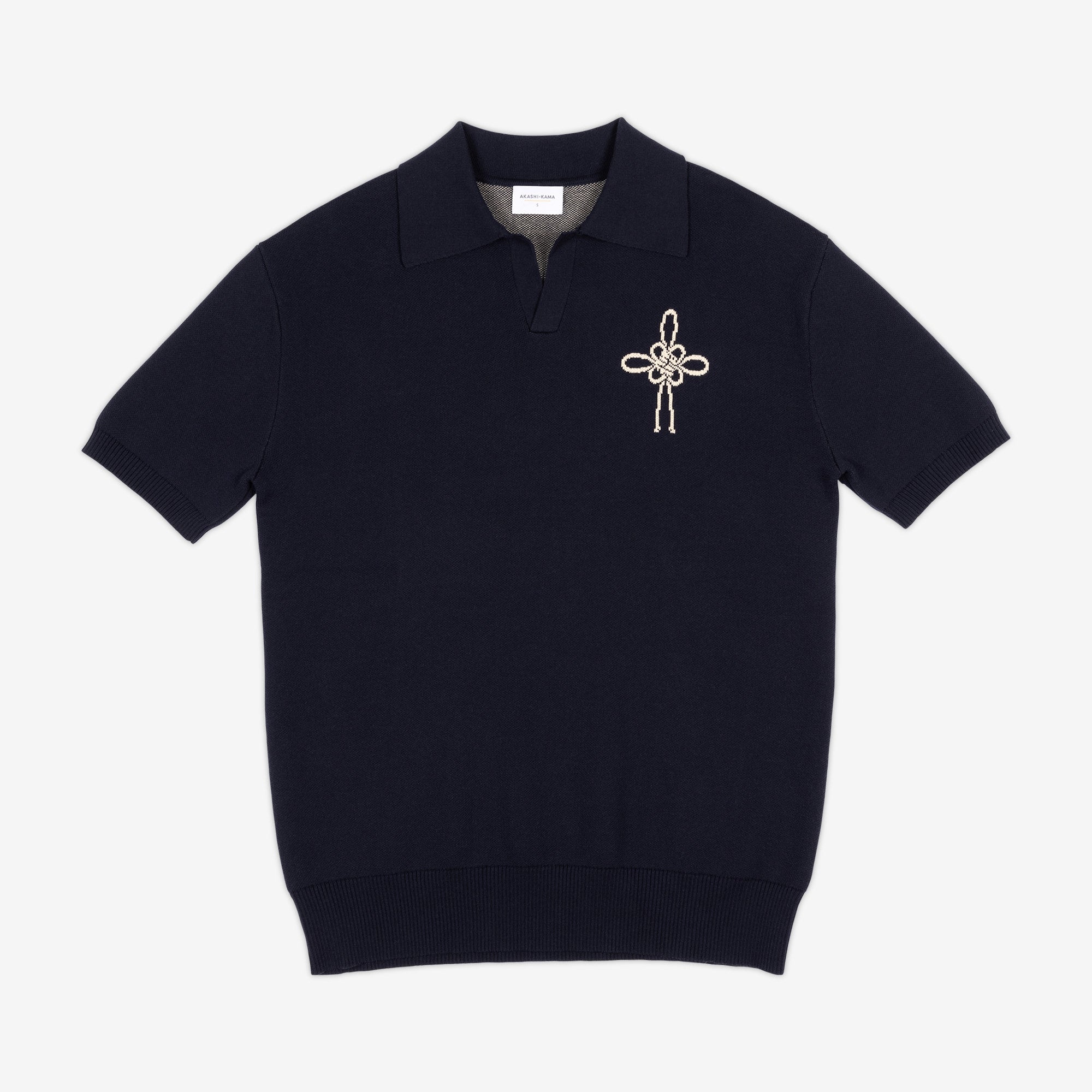 AKASHI-KAMA x LOUPN Knit Polo in Maedeup Navy