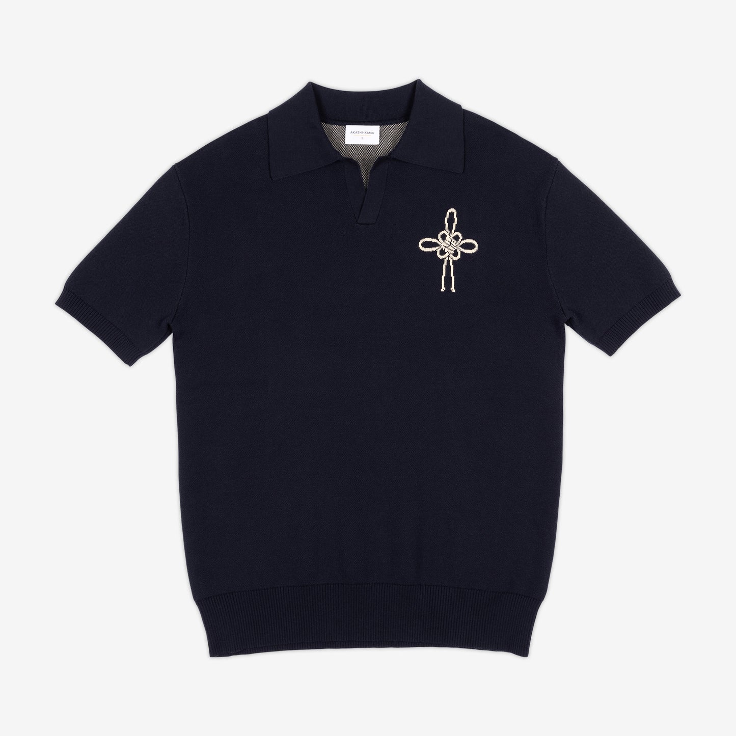 AKASHI-KAMA x LOUPN Knit Polo in Maedeup Navy