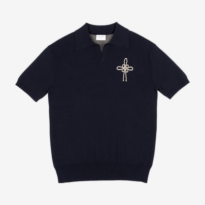 AKASHI-KAMA x LOUPN Knit Polo in Maedeup Navy