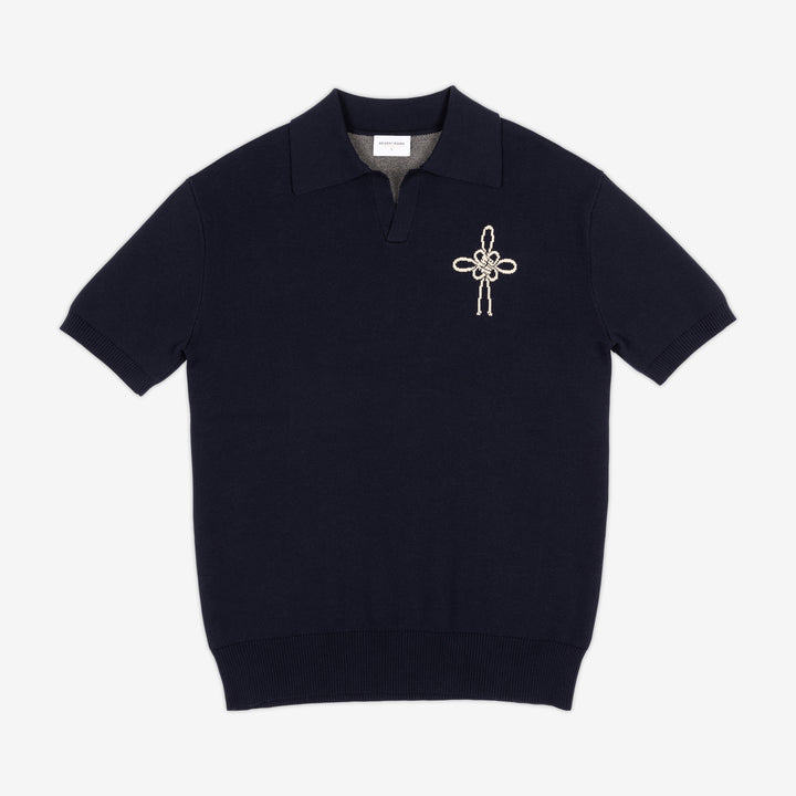 AKASHI-KAMA x LOUPN Knit Polo in Maedeup Navy