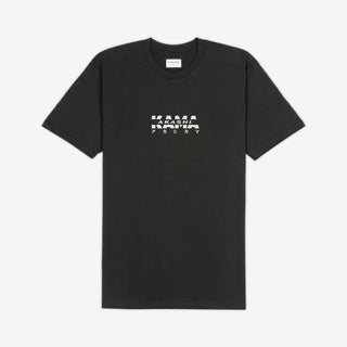 AKASHI-KAMA Metallic Track Tee in Charcoal with silver 3D texture chest logo