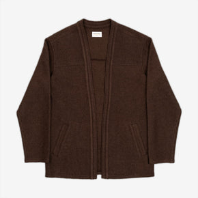 AKASHI-KAMA Wool Noragi Jacket in Chocolate | Japanese Streetwear Kimono Shirt