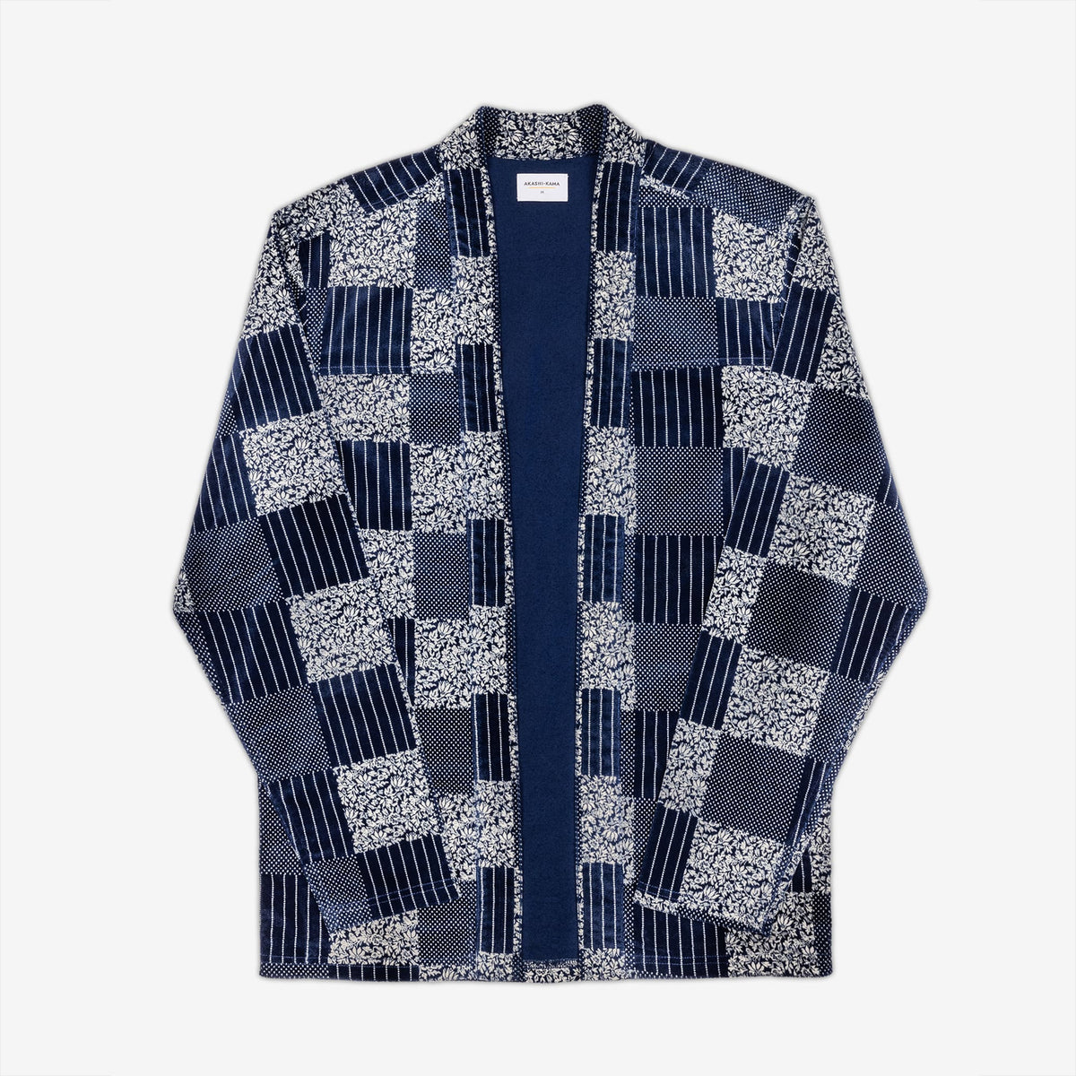 Noragi Jacket - Indigo Corduroy Patchwork | AKASHI KAMA Japanese Shirt ...