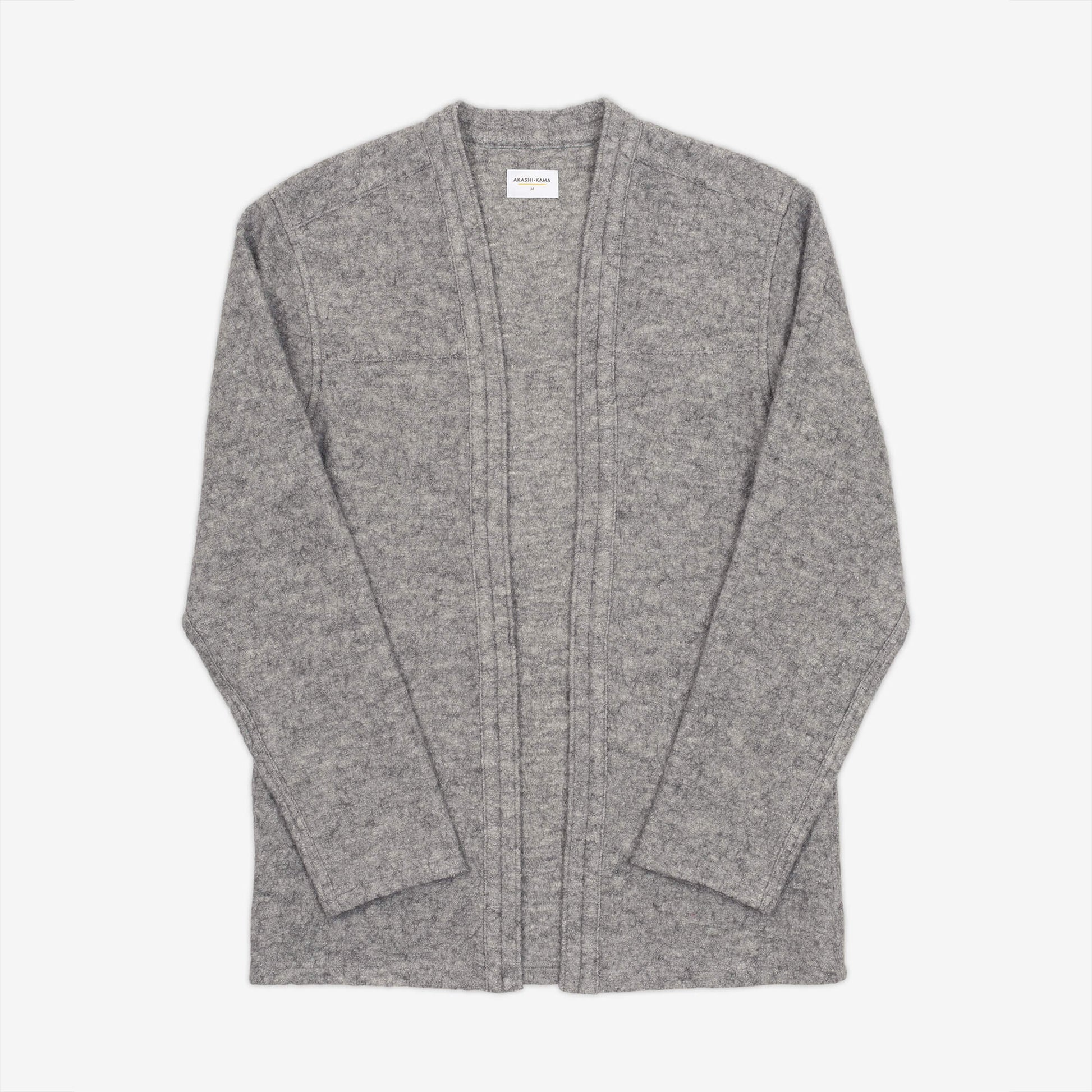AKASHI-KAMA Wool Noragi Jacket in Grey | Japanese Streetwear Kimono Shirt