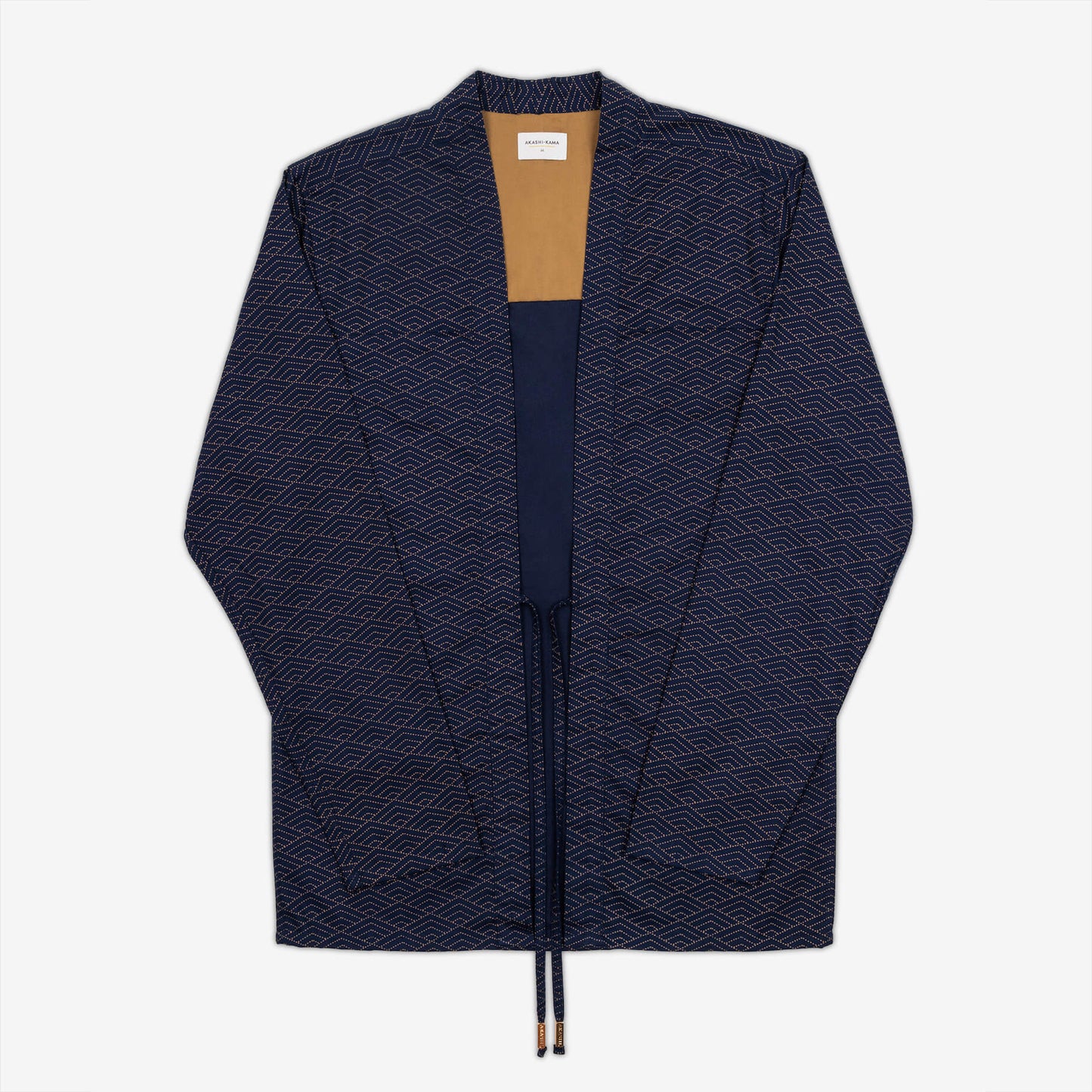 AKASHI-KAMA Indigo Wave Noragi Jacket | Japanese Streetwear Kimono Shirt