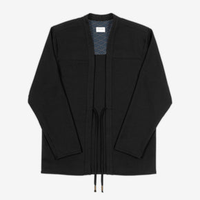 AKASHI-KAMA Technical Black Noragi Jacket Japanese Streetwear Kimono Shirt