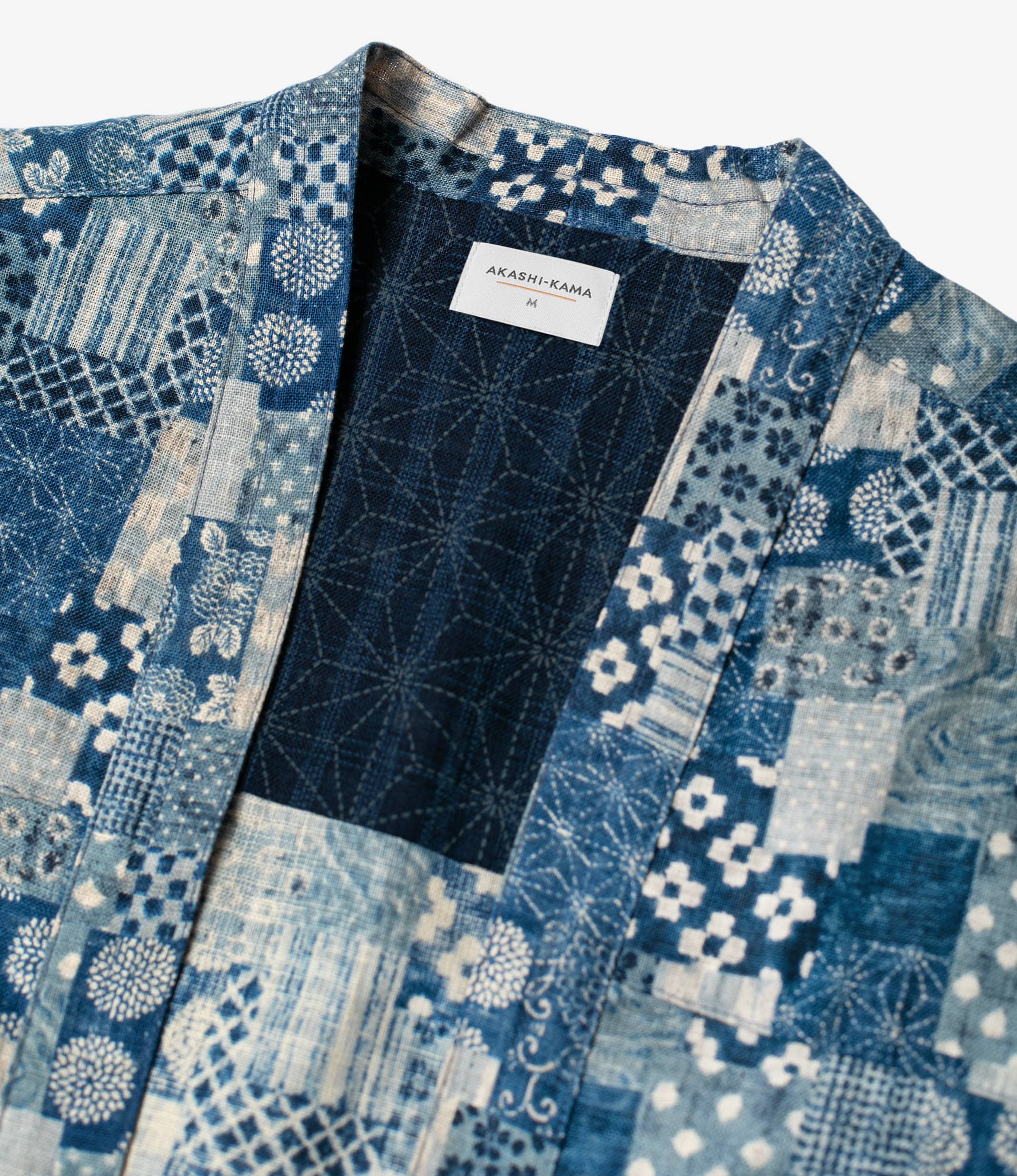 Boro Print Noragi Jacket Style | Kimono Shirt Japanese AKASHI-KAMA Streetwear
