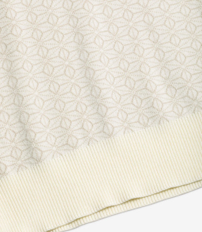 AKASHI-KAMA Asanoha Japanese Pattern Knitwear |  Ojii Knit Polo in Off-white