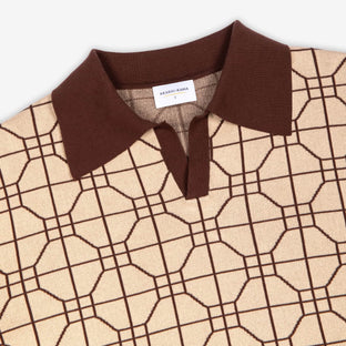 Shiitake Japanese Shoji  Knit Polo AKASHI-KAMA Ojii Knit Polo