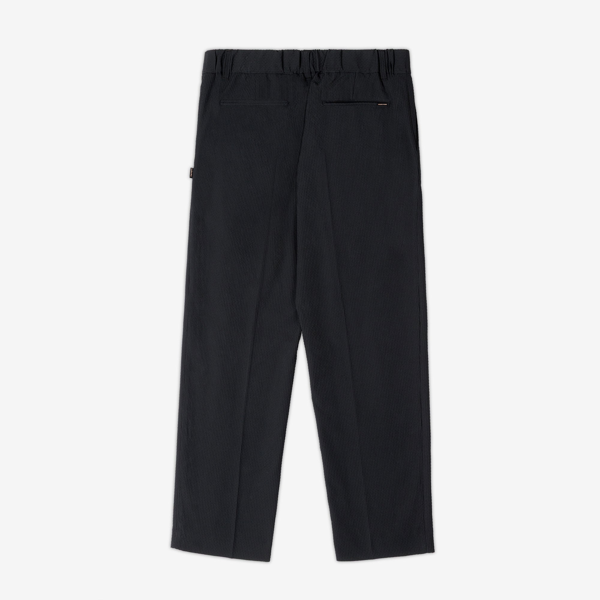 Japanese Sashiori textured black pleated pants | AKASHI KAMA trousers