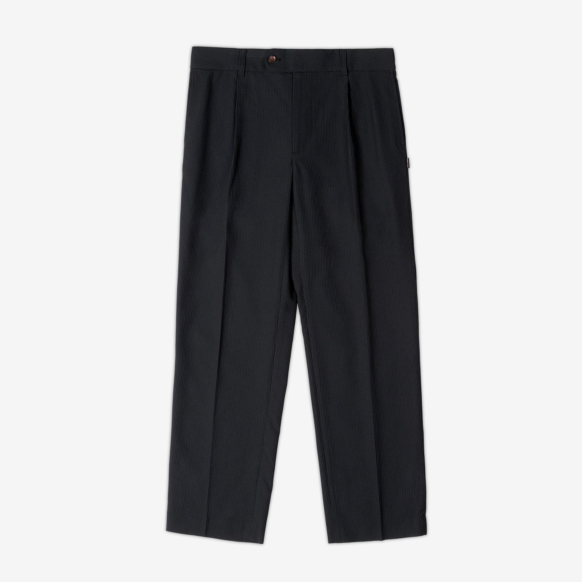 Sashiori Black Japanese Pleated Pants | AKASHI KAMA