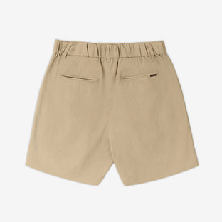AKASHI-KAMA tailored Technical Sashi Clay pleated shorts with elastic waistband and pockets
