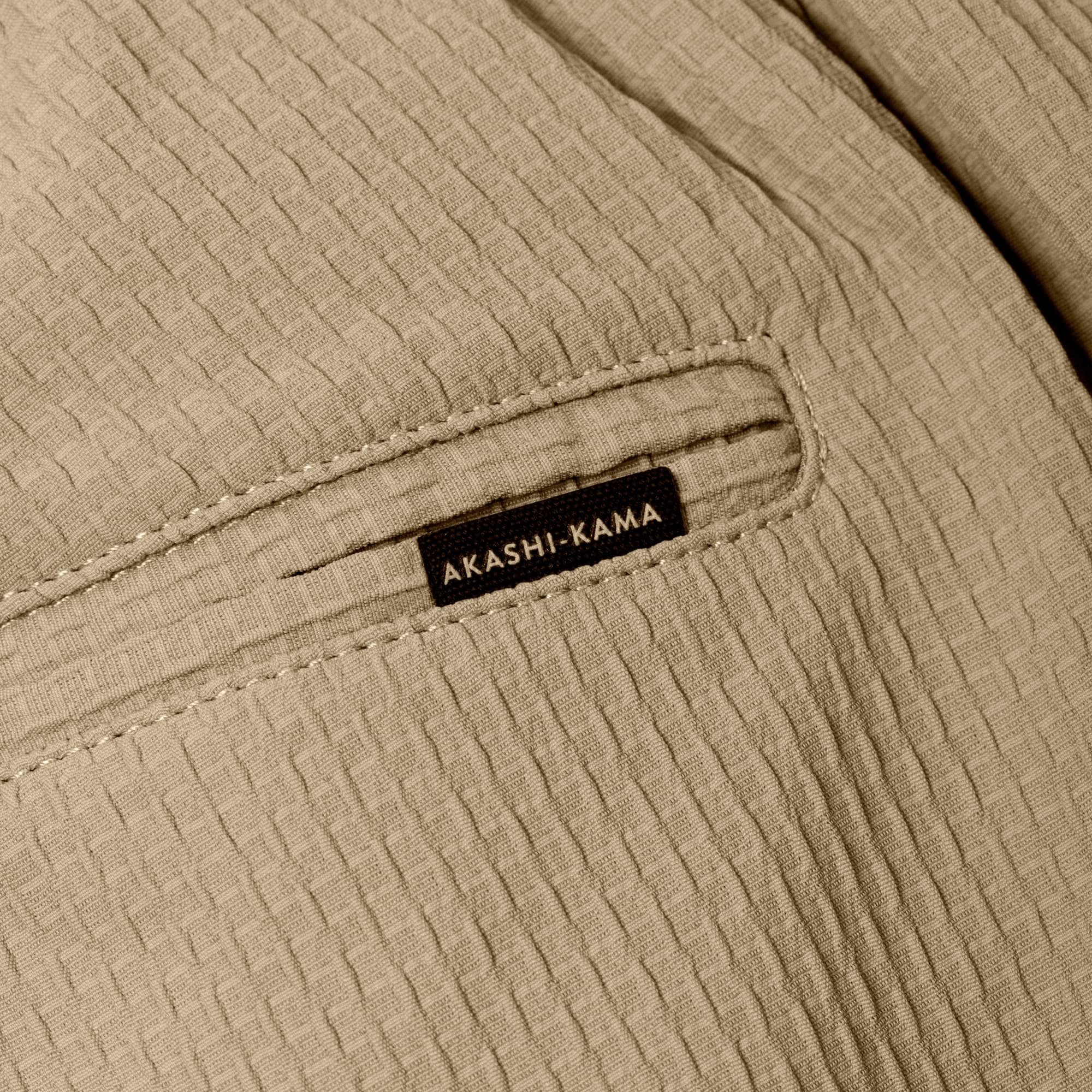 Technical Sashi Clay textured fabric with back pocket and AKASHI-KAMA label