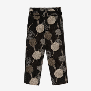 Kiku jacquard floral pattern AKASHI-KAMA Japanese cotton tailored pocket trousers