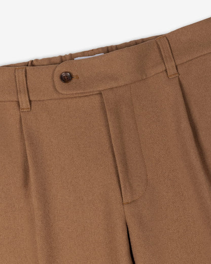 Elastic Waistband Trouser Kona Coffee Pleated Pant
