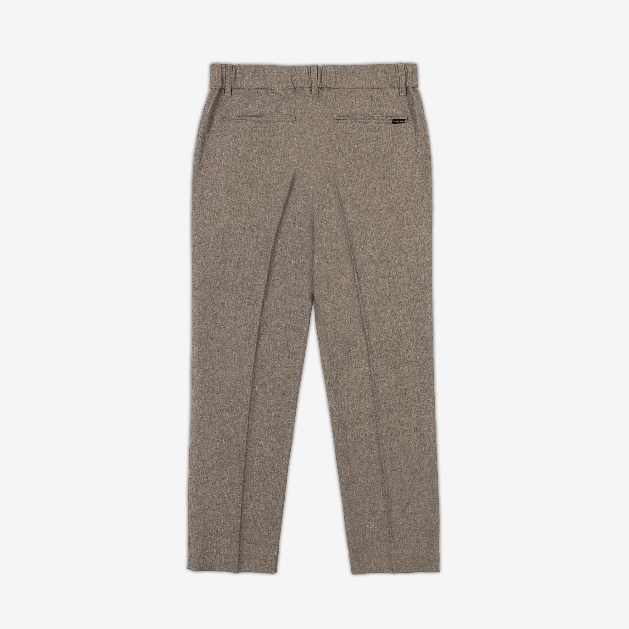 AKASHI-KAMA Mocha Taupe pleated trousers pockets and hidden elastic waistband