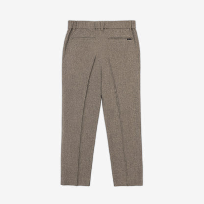 AKASHI-KAMA Mocha Taupe pleated trousers pockets and hidden elastic waistband