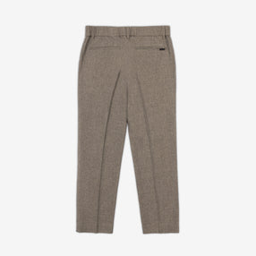 AKASHI-KAMA Mocha Taupe pleated trousers pockets and hidden elastic waistband
