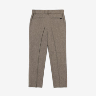AKASHI-KAMA Mocha Taupe pleated trousers pockets and hidden elastic waistband