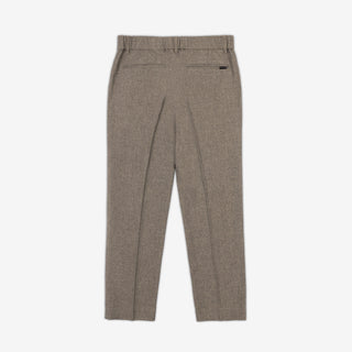 AKASHI-KAMA Mocha Taupe pleated trousers pockets and hidden elastic waistband