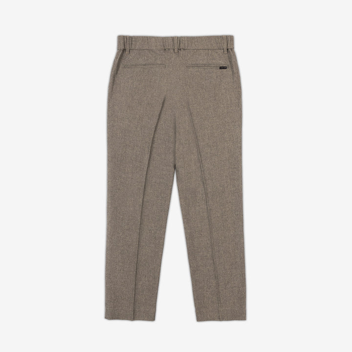 AKASHI-KAMA Mocha Taupe pleated trousers pockets and hidden elastic waistband