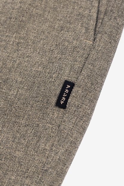 Mocha Taupe Pleated Trousers AKASHI-KAMA brand Japanese side tab
