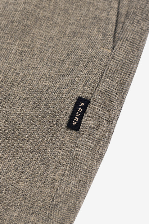Mocha Taupe Pleated Trousers AKASHI-KAMA brand Japanese side tab