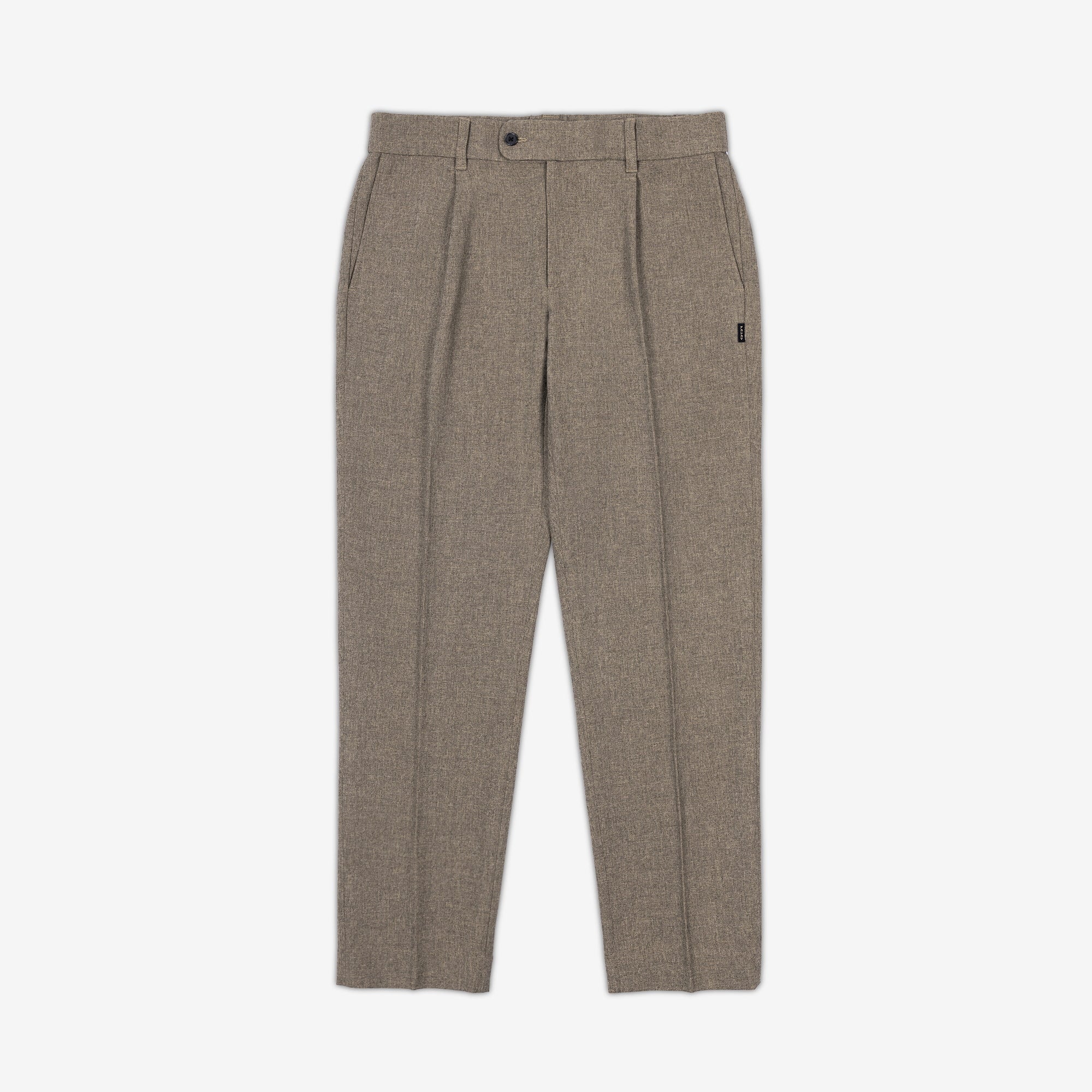 AKASHI-KAMA Pleated Trousers in Mocha Taupe suiting fabric