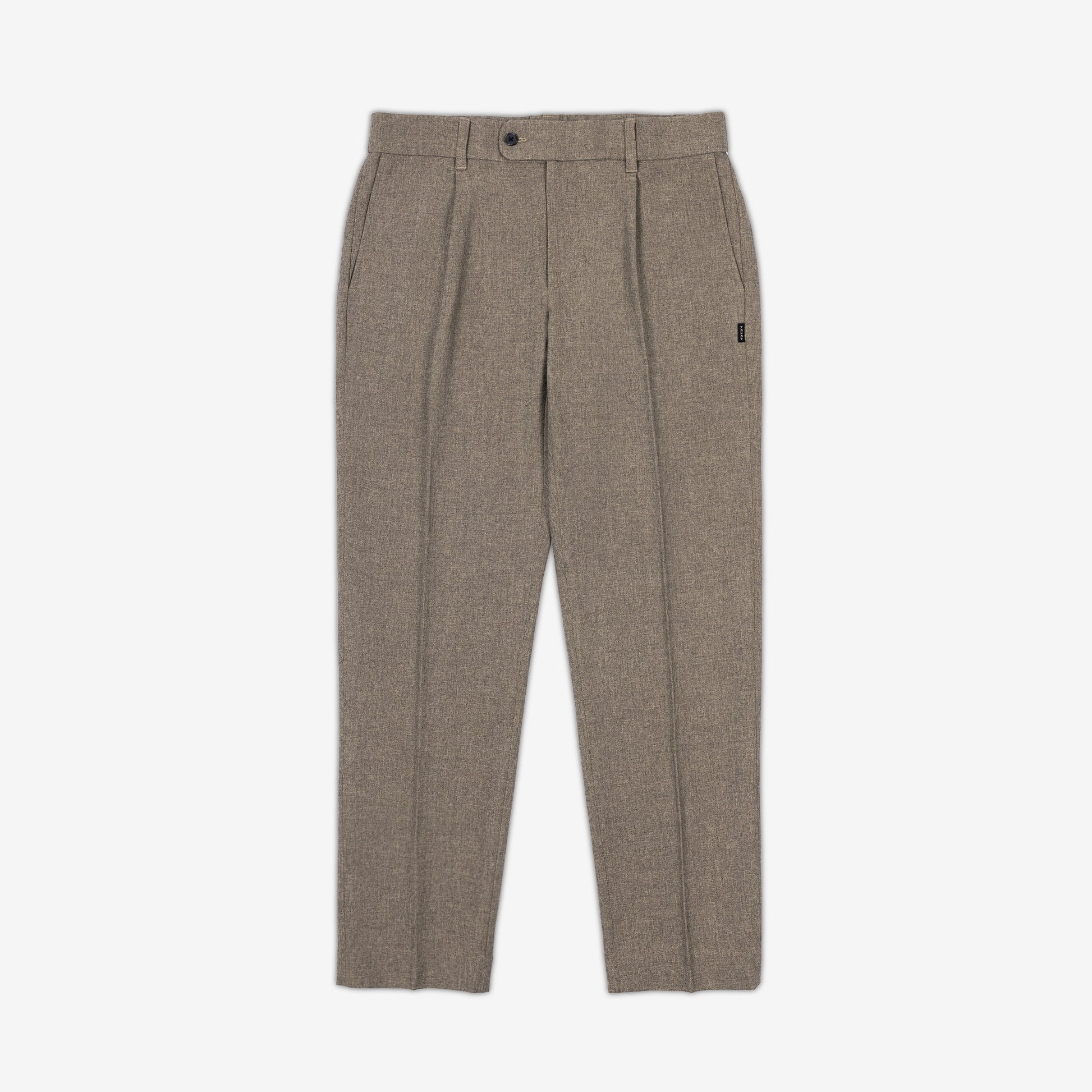 AKASHI-KAMA Pleated Trousers in Mocha Taupe suiting fabric