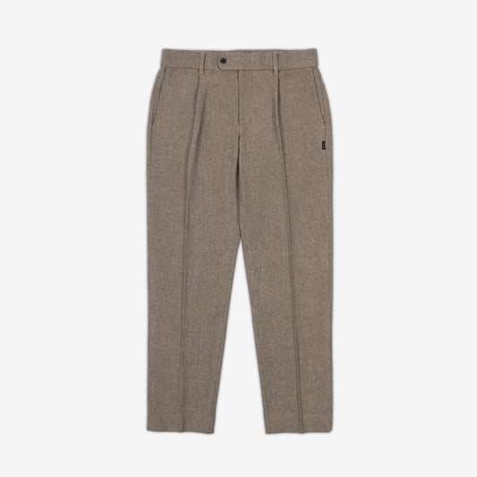 AKASHI-KAMA Pleated Trousers in Mocha Taupe suiting fabric