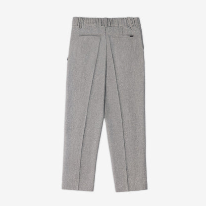 Smoke pleated trousers pockets and hidden elastic waistband | AKASHI-KAMA