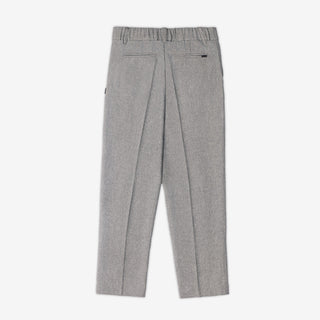 Smoke pleated trousers pockets and hidden elastic waistband | AKASHI-KAMA