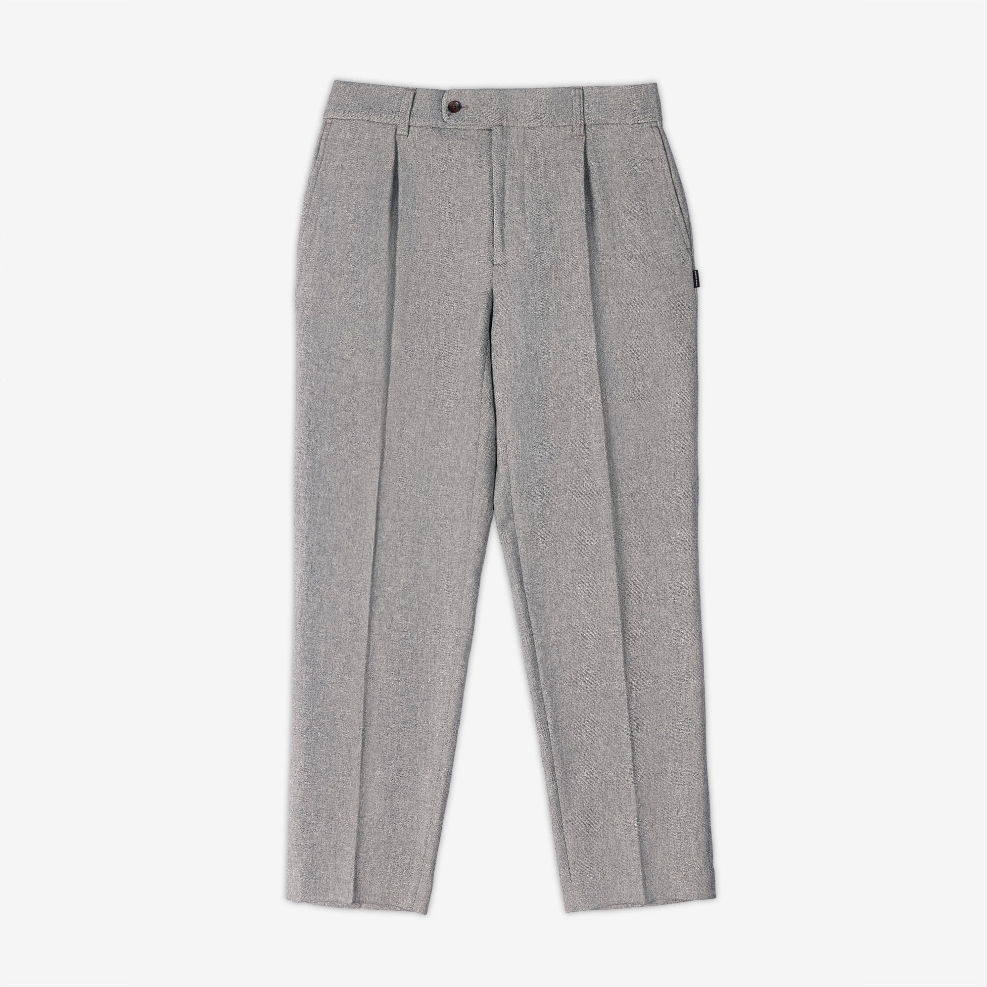 AKASHI-KAMA Pleated Trousers in Smoke suiting fabric