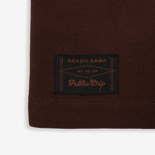 AKASHI-KAMA x Public Drip Golf Abroad Shirt - Coffee collaboration label