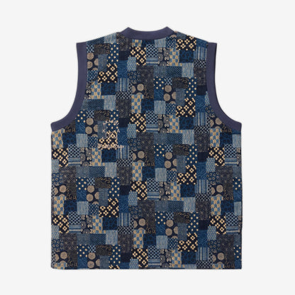 AKASHI-KAMA x Public Drip golf swing vest in Japanese Boro patchwork print