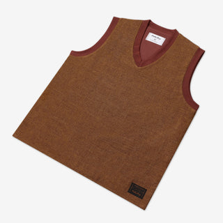 AKASHI-KAMA x Public Drip sleeveless golf vest with ribbed V-neck and hidden pocket in Japanese Sharkskin print
