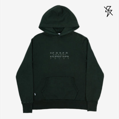 AKASHI-KAMA Reflective Track Hoodie in Nori Green with 3D texture chest logo