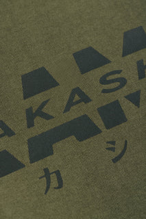 3D silicon reflective track logo on AKASHI-KAMA Olive tee