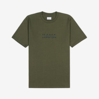 AKASHI-KAMA Reflective Track Tee in Olive with 3D texture chest logo