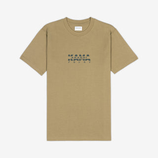 AKASHI-KAMA Reflective Track Tee in Tan with 3D texture chest logo