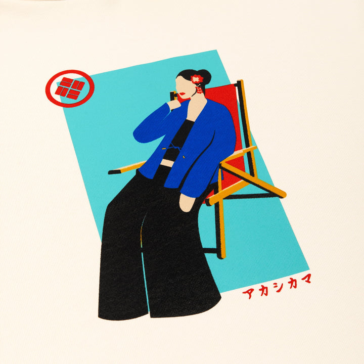 Japanese Riviera Woman Cream Hoodie - Streetwear Sweatshirt