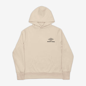 Japanese Sashiko Hoodie AKASHI KAMA Sweatshirt in Beige | Streetwear Garment Dye Sweater