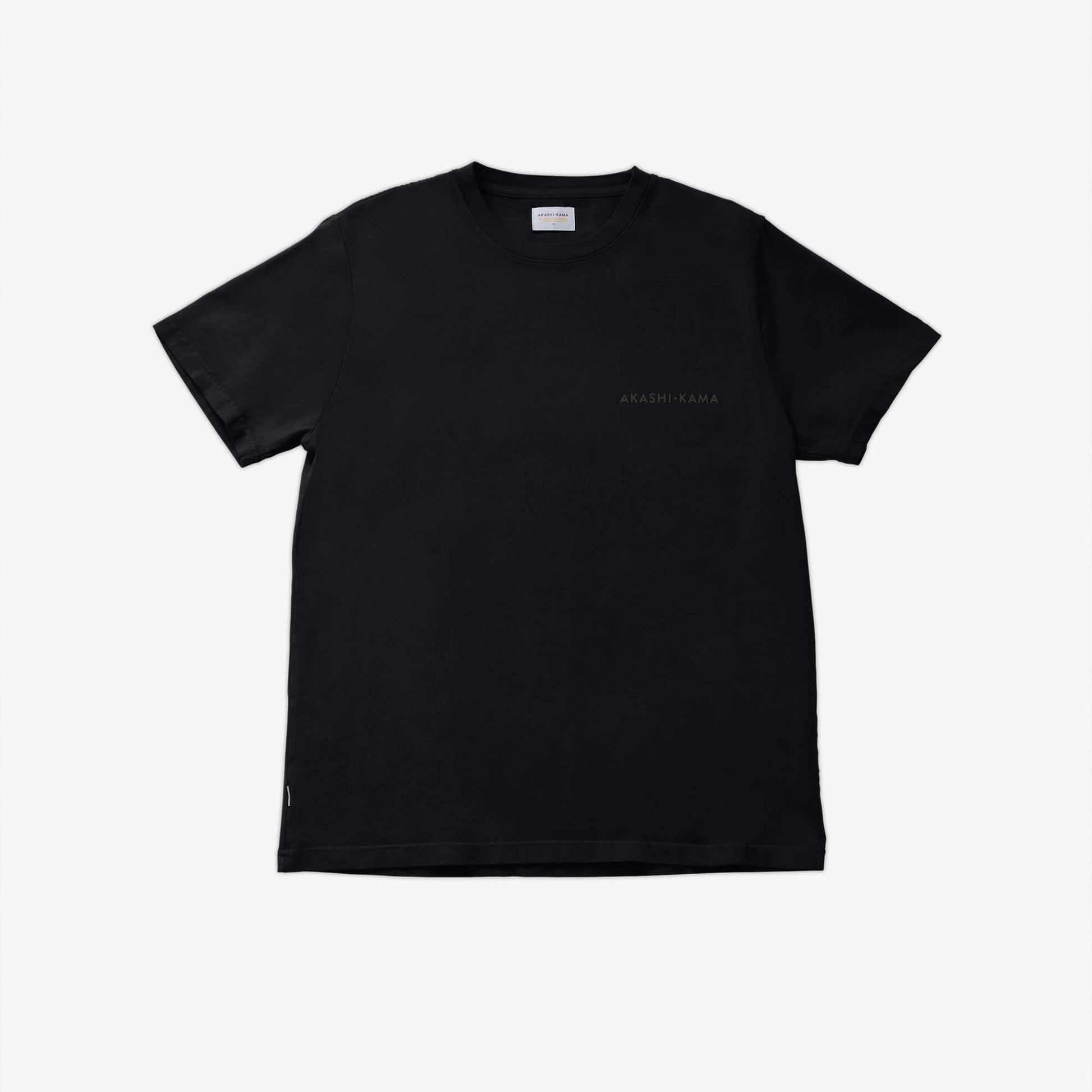 Stamped Logo AKASHI-KAMA Tee in Black | Streetwear Garment Dye Shirt Made in USA