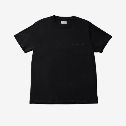 Stamped Logo AKASHI-KAMA Tee in Black | Streetwear Garment Dye Shirt Made in USA