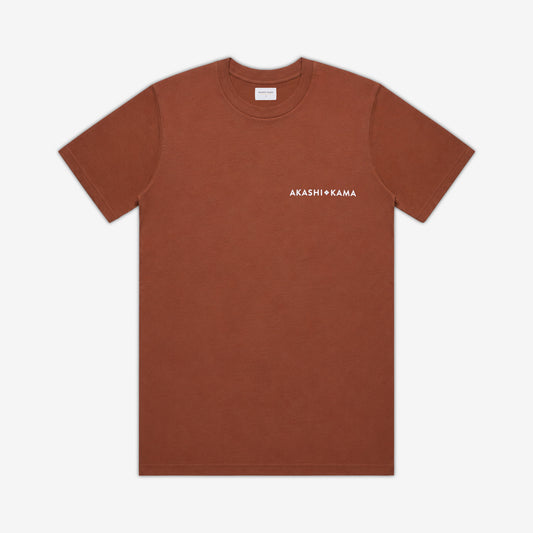 AKASHI-KAMA Stamped Logo Tee in Hibiki orange