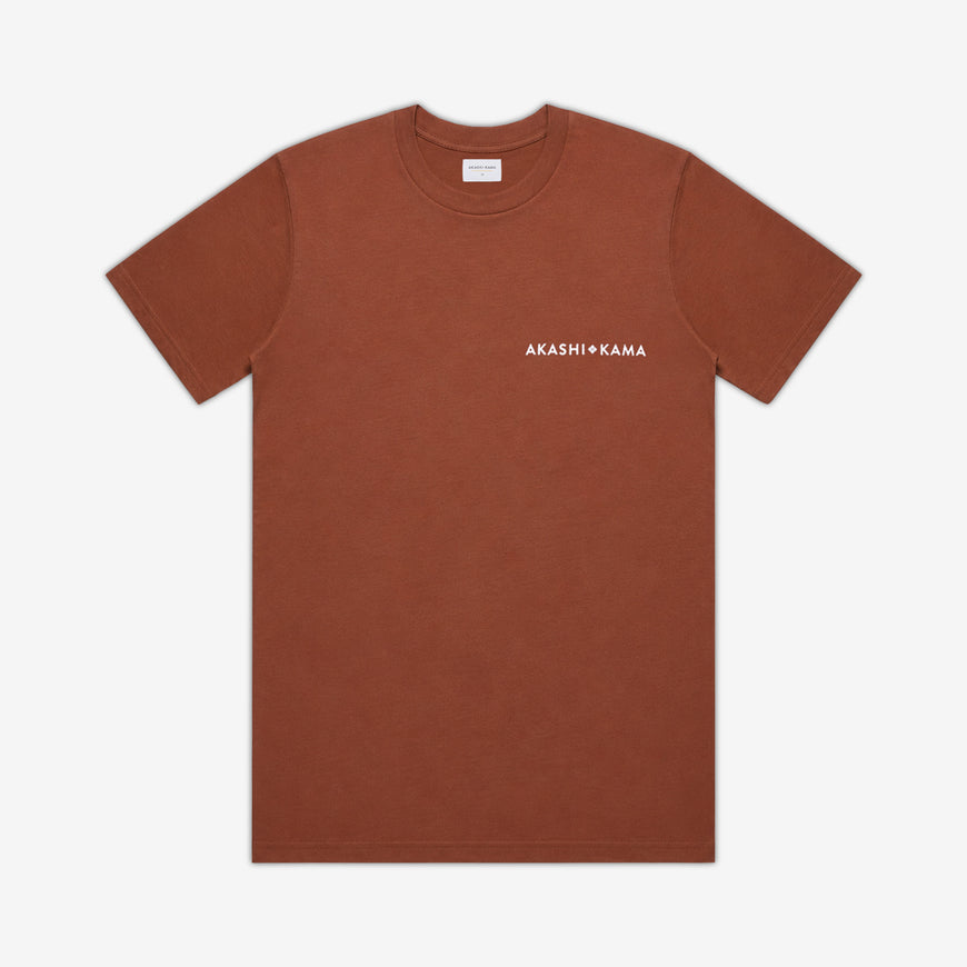 AKASHI-KAMA Stamped Logo Tee in Hibiki orange