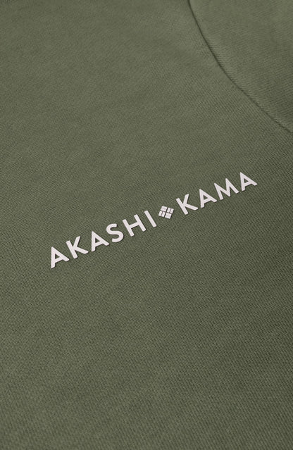 White Silicon Logo in Sage green AKASHI-KAMA Stamped tee